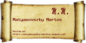 Matyasovszky Martos névjegykártya